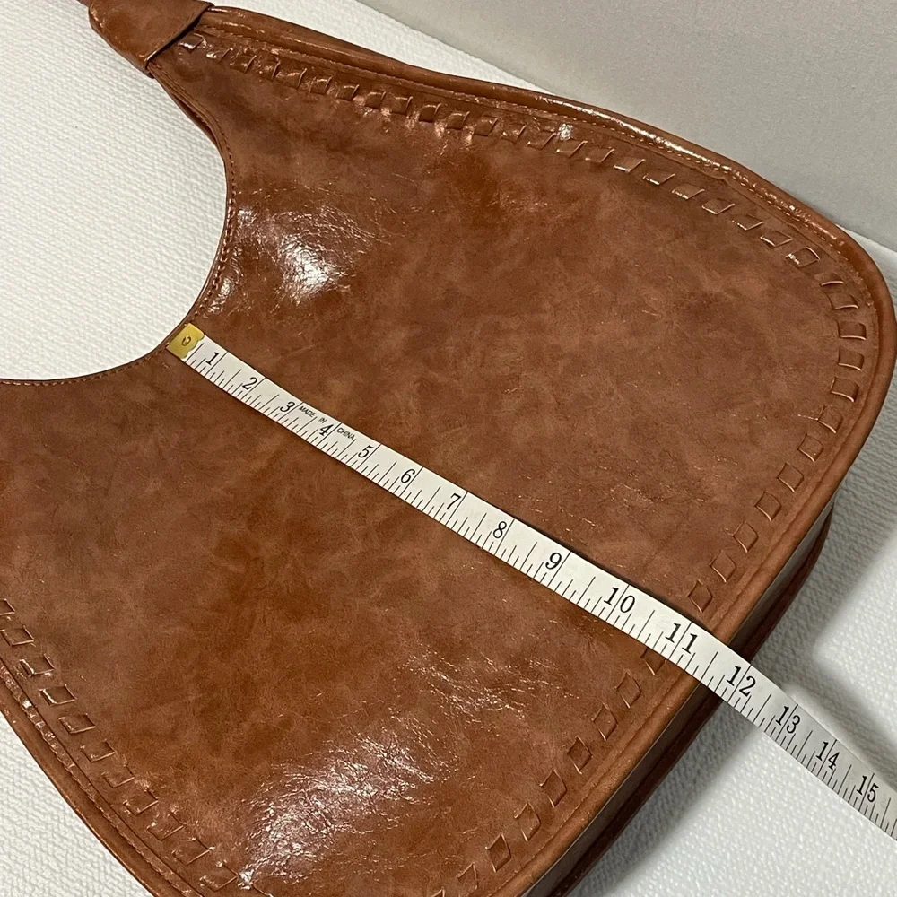 Brown Leather Hobo Shoulder Bag - Picture 2 of 12